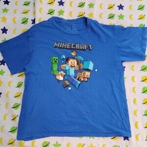 Minecraft Blue Kids XL Short Sleeve Tee